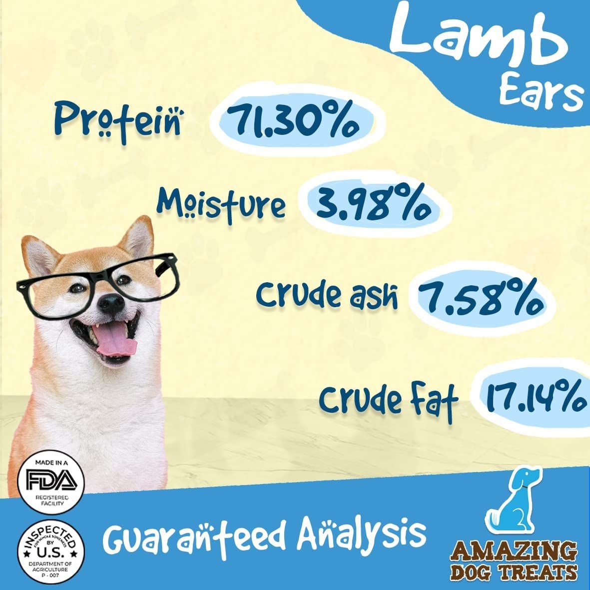 Amazing Dog Treats Lamb Ears Dog Treats， 10 count