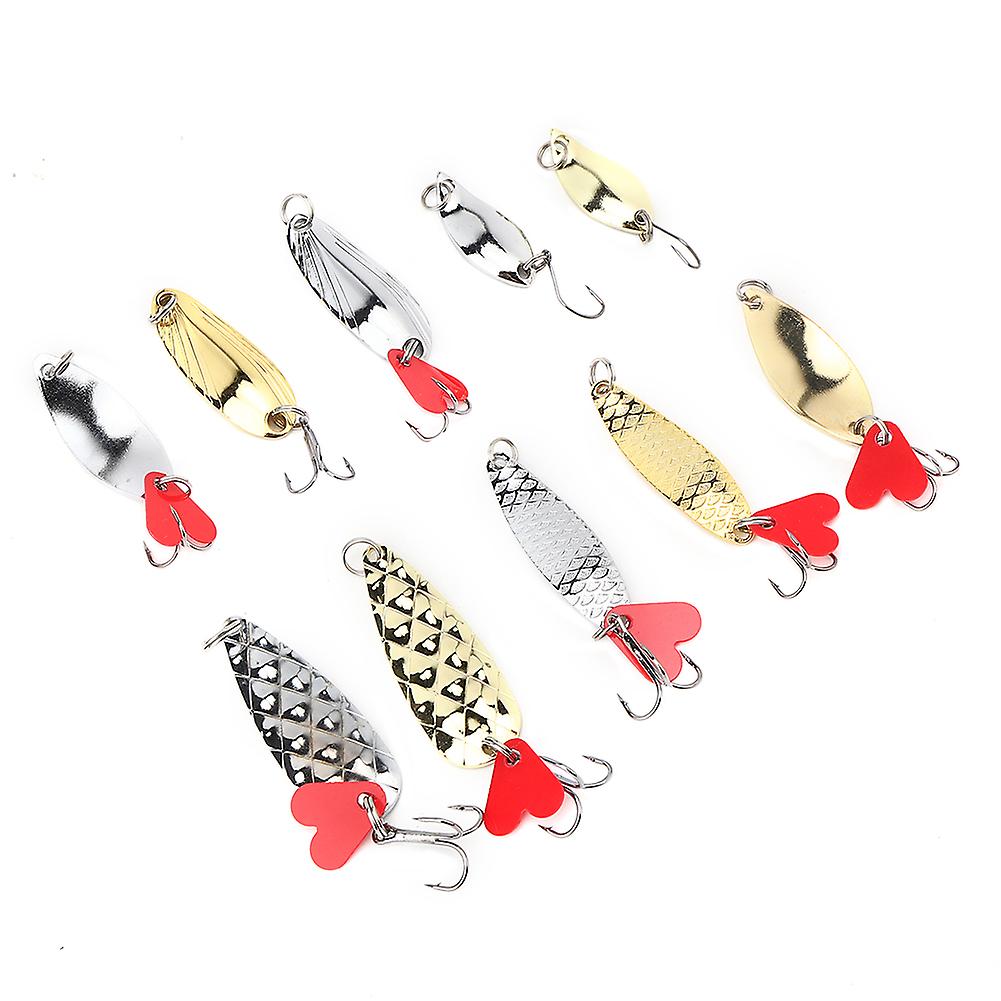 10pcs Sequins Fishing Lure Kit Hard Artificial Bait With Hook Fishing Accessoryxlt-1