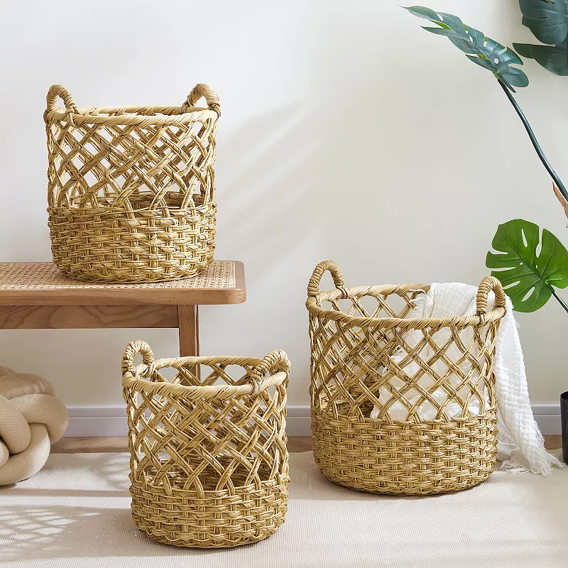 Saddle River 3-piece Set Round Open Weave Banana Baskets