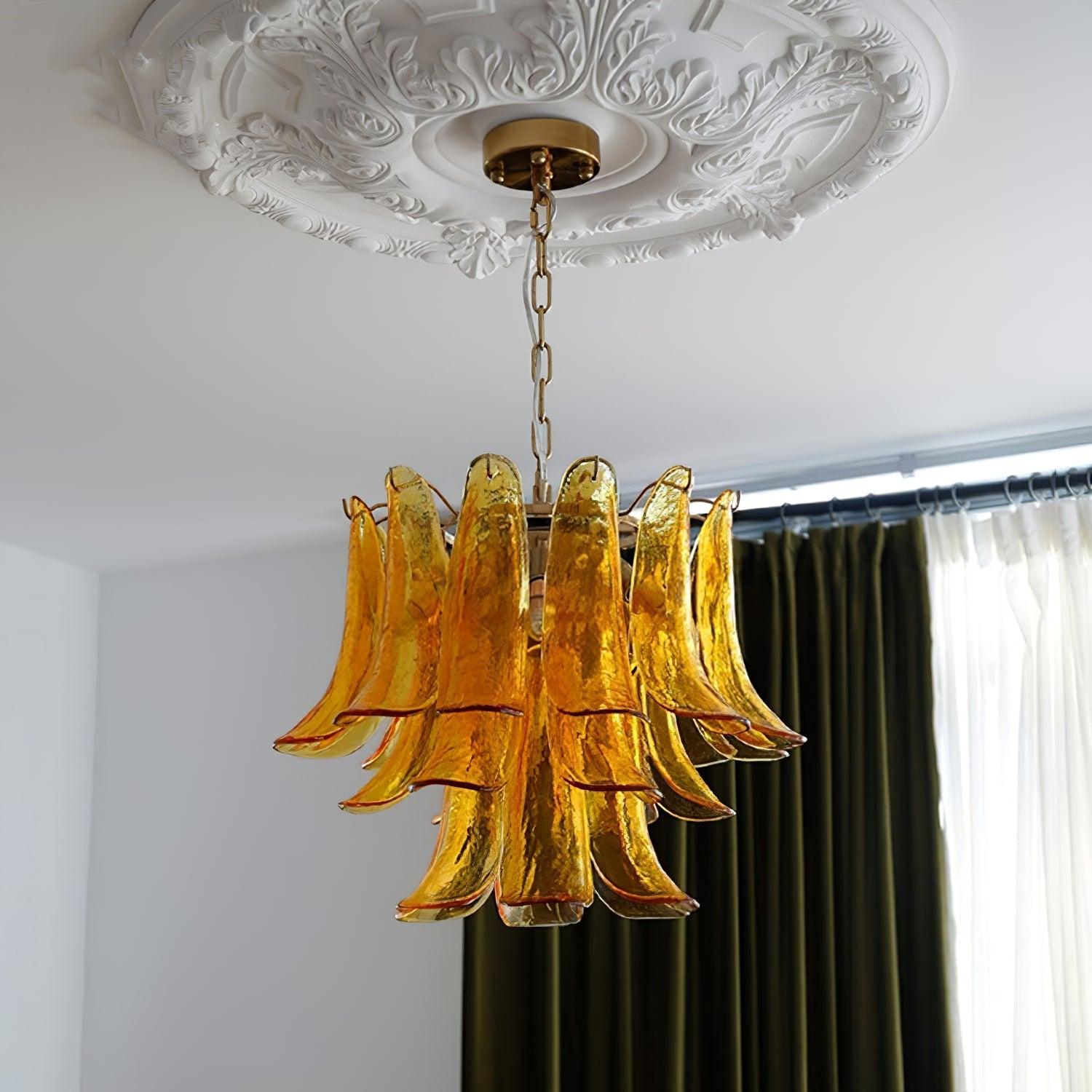 Glass Leaf Cascade Chandelier