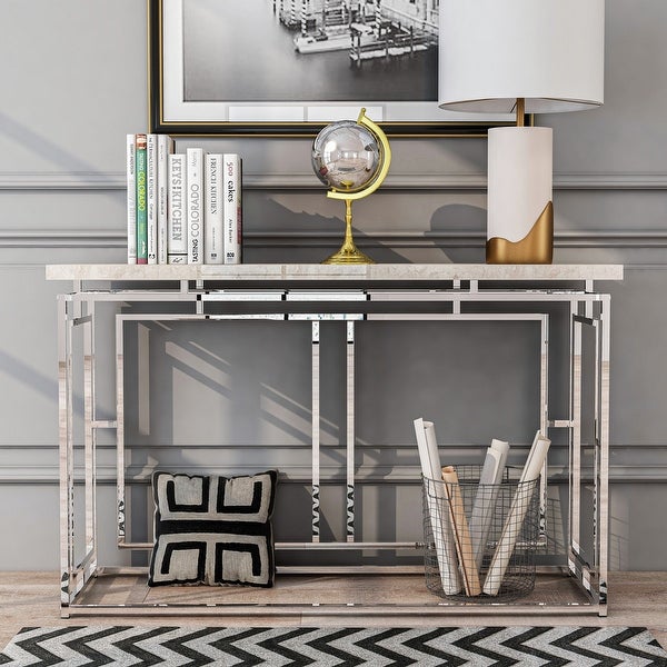 Furniture of America Angelina 47-in. Modern Glam Geometric Sofa Table