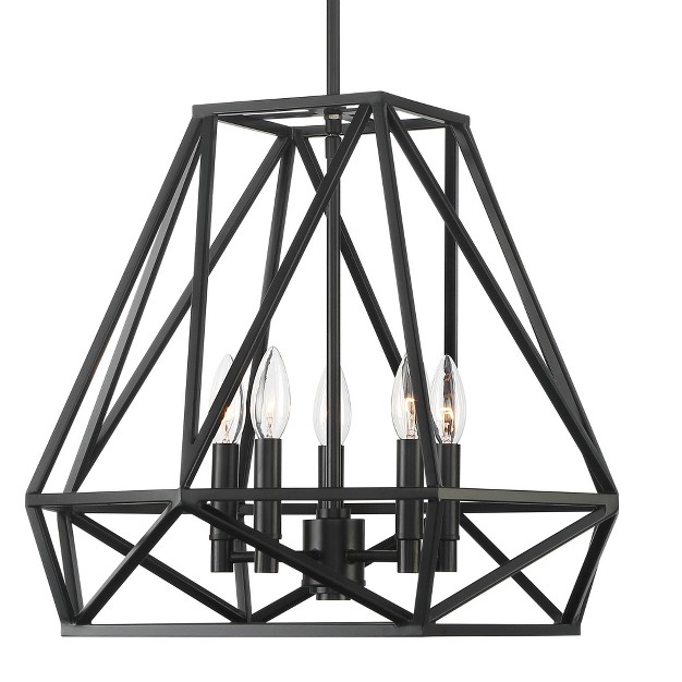 Wide Industrial Open Frame 5 light Fixture For Dining Room House Foyer Kitchen