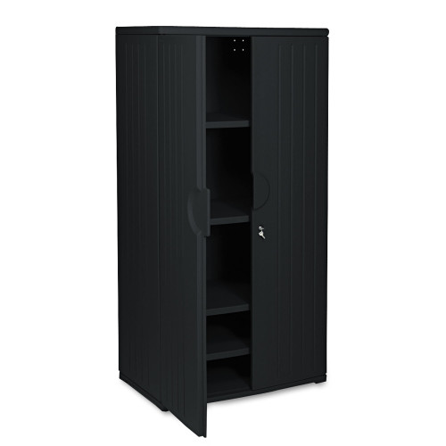 Iceberg Rough n Ready Storage Cabinet， Four-Shelf， 36w x 22d x 72h， Black (92571)