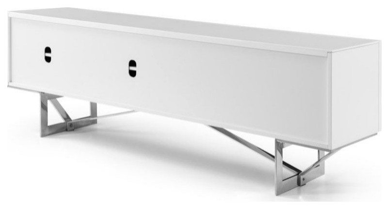 Aimo TV Stand  White High Gloss Lacquer Body and Stainless Steel Legs   Contemporary   Entertainment Centers And Tv Stands   by Rustic Home Furniture Deco  Houzz