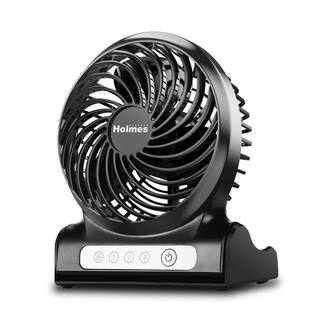 Holmes 4 in. Rechargeable Personal Fan with 3 Speeds Black 17034