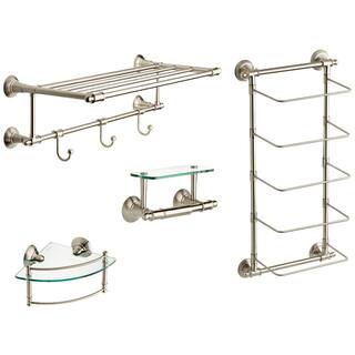 Delta 24 in. W Towel Shelf with 3-Towel Hooks in Brushed Nickel HEXTN32-BN