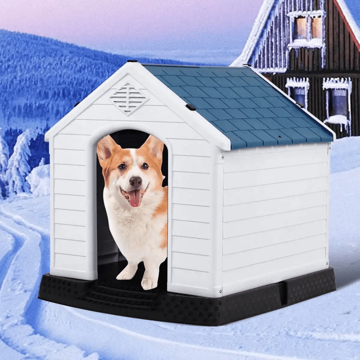 Magshion Up to 50 lbs Waterproof Non-Toxic PP Dog Cat Kennel Puppy House Outdoor Pet Shelter Large