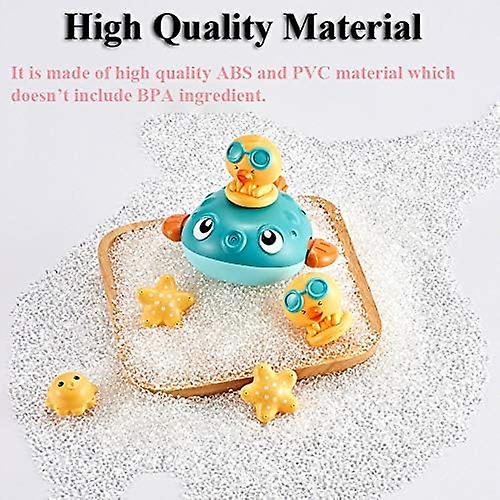 Kids Bath Toy Electric Water Spray Toy Bathtub Pool Fountain Toy Pumping Sprinkler Squirt Toy With 3 Shower Heads For Toddlers (pufferfish-blue)