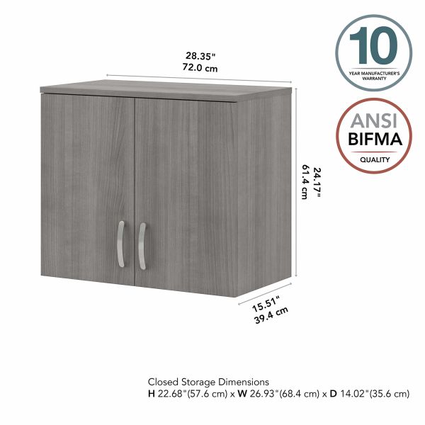 Bush Business Furniture Universal Wall Cabinet with Doors and Shelves in Platinum Gray