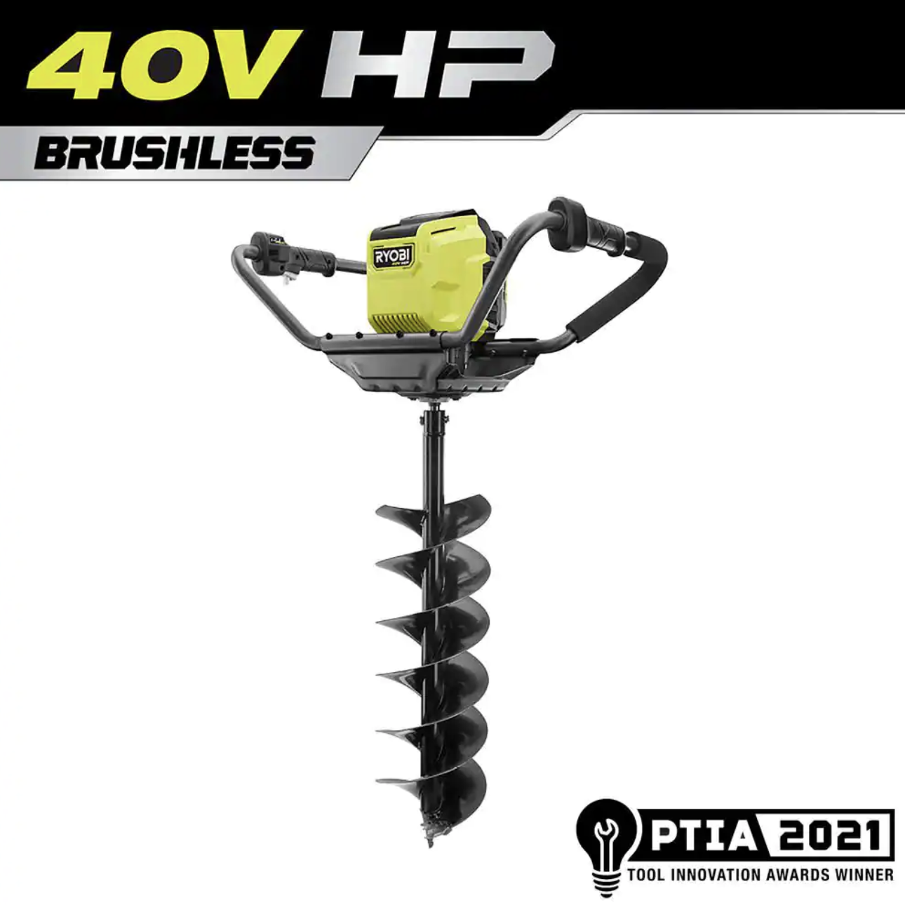 Ryobi 40V HP Brushless Cordless Earth Auger with 8 in. Bit， Tool Only (RY40701BTLVNM)