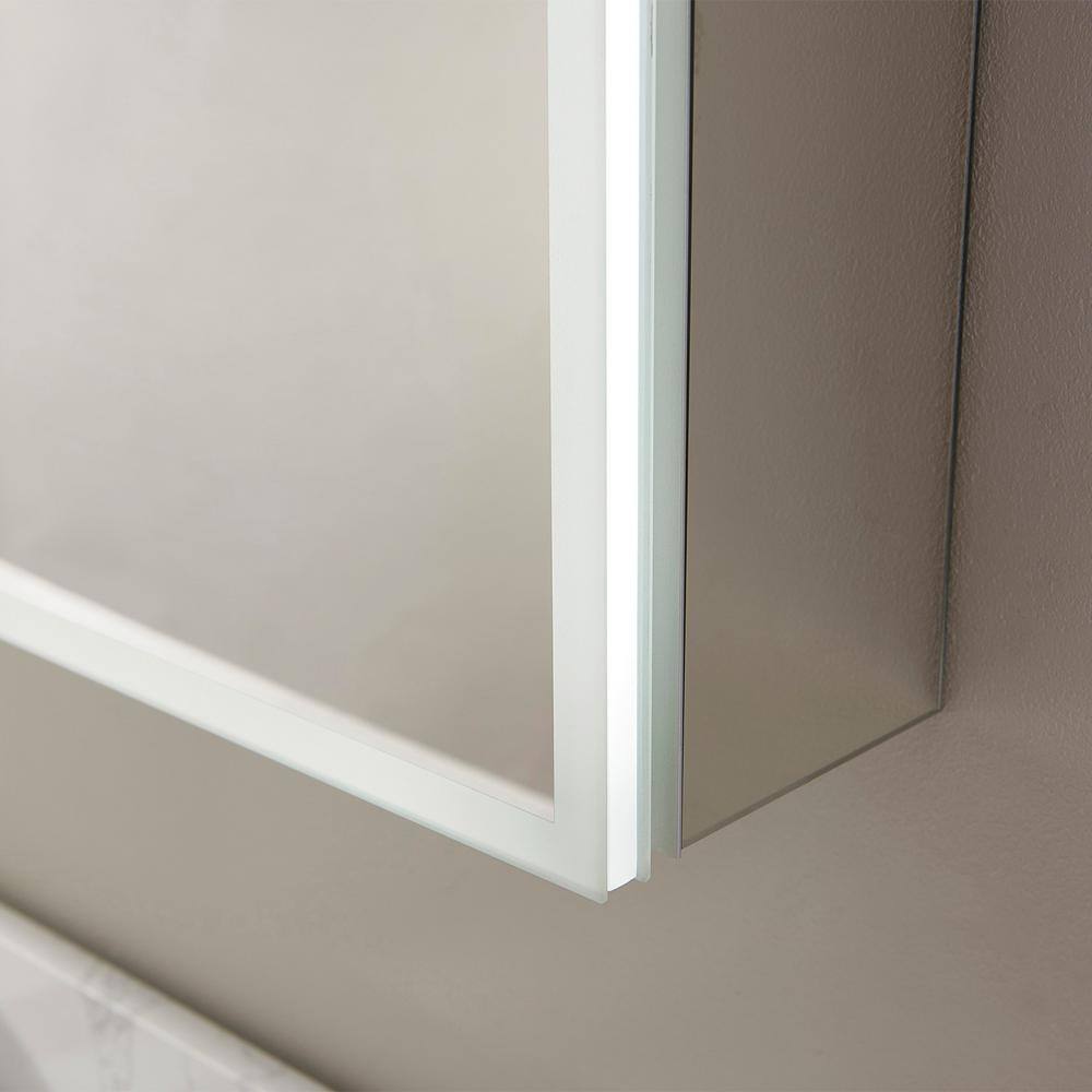 ROSWELL Perma 48 in. W x 32 in. H Frameless Recessed or Surface-Mount LED Bathroom Medicine Cabinet with Beveled Mirror in Grey H810048R-LED-MC