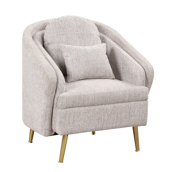 Modern Living Room Accent Chair Velvet Arm Chair Upholstered Barrel Chair Metal Leg Club Chair with Lumbar Pillow， for Bedroom