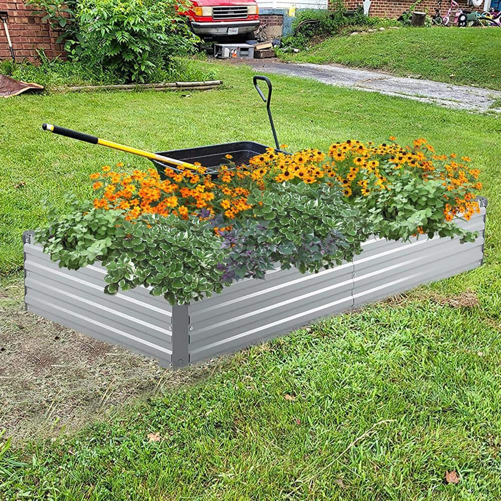 5 ft. x 3 ft. x 1 ft. Galvanized Raised Garden Beds for Vegetables Large Metal Planter Box Steel Kit Flower Herb W-W46549250