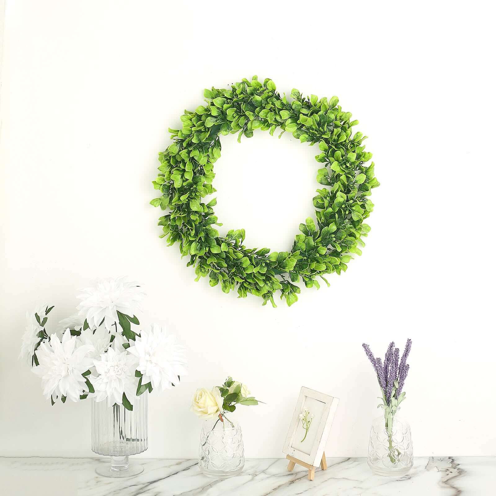 2 Pack Green Artificial Lifelike Jasmine Leaf Spring Wreaths 21