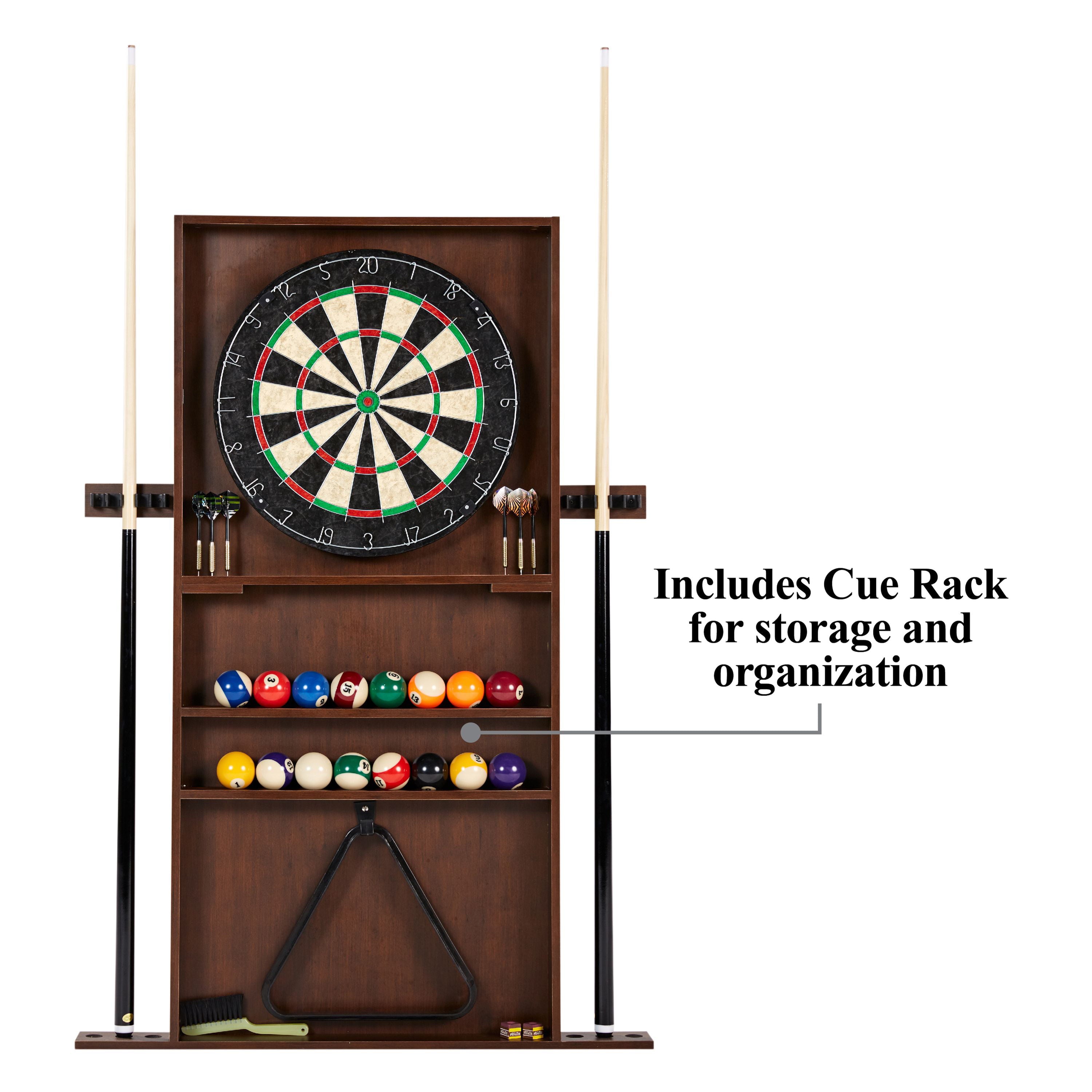 Barrington Billiards Ball and Claw Leg 90" Pool Table, Cue Rack, Dartboard, Burgundy