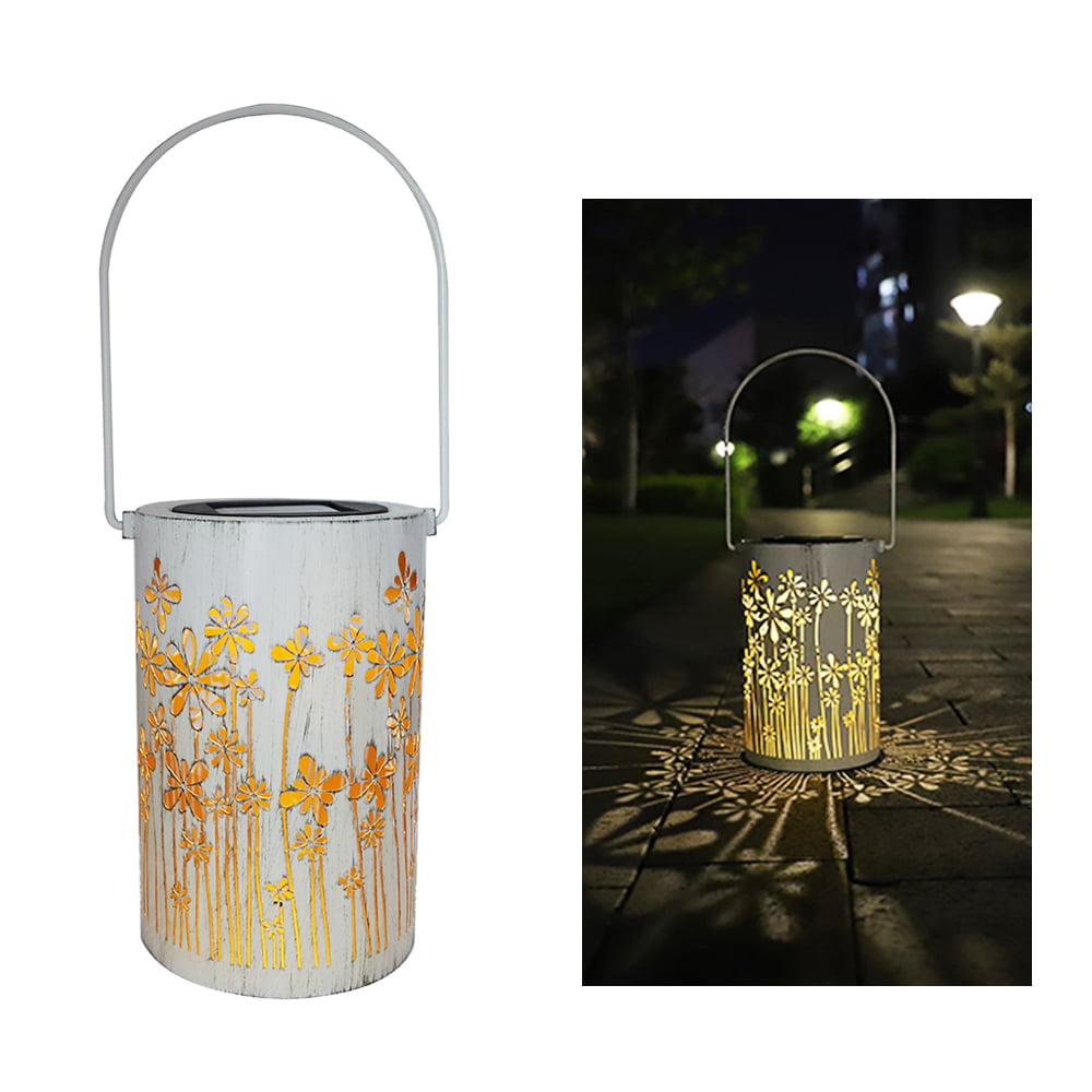 Walmeck Solar Powered Lantern Light Retro Table LEDs Candle Lamp IP44 Water-resistant Lantern Hanging Lights for Patio Garden