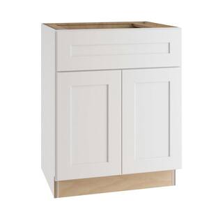 Home Decorators Collection Newport Assembled 24x34.5x24 in. Plywood Shaker Base Kitchen Cabinet Soft Close DoorsDrawers in Painted Pacific White B24-NPW