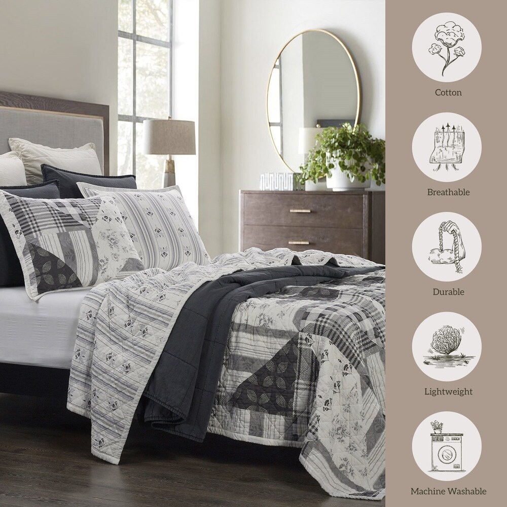 Paseo Road by HiEnd Accents Patchwork Prairie Reversible Quilt Set  3PC