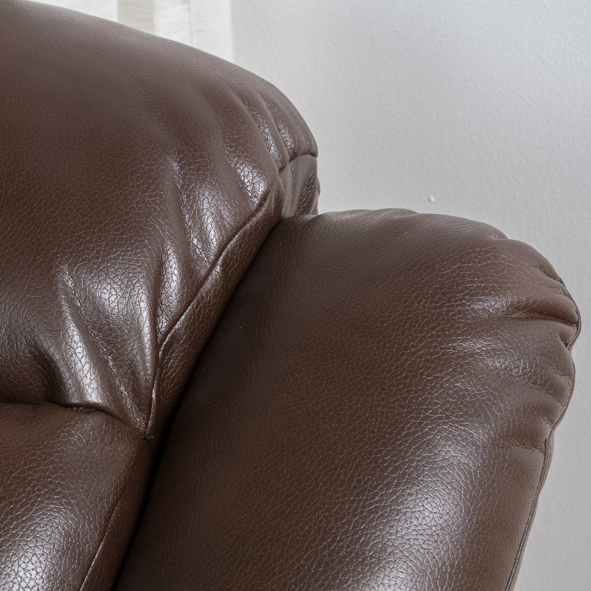 Emryka Brown PU Leather Glider Recliner Club Chair