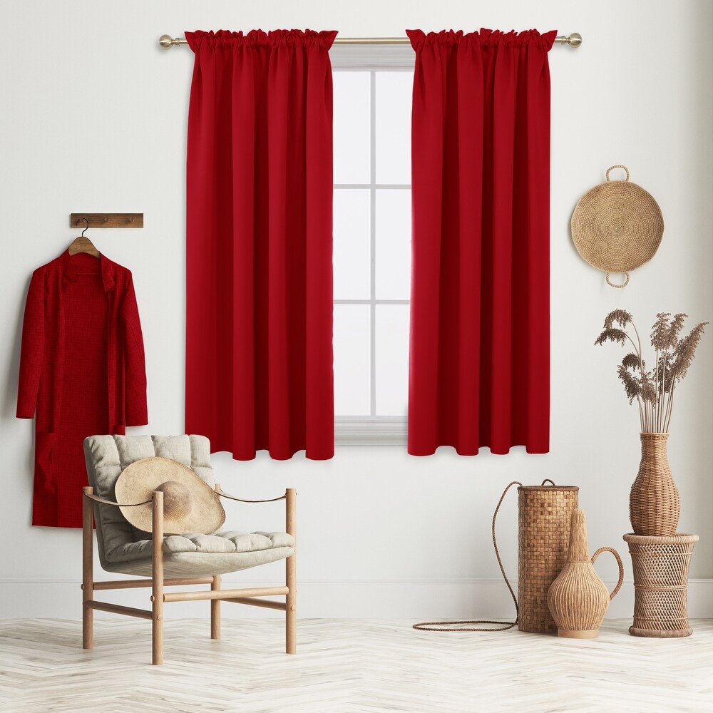 Deconovo Solid Rod Pocket 52 Width Curtain Panel Pair(2 Panel)