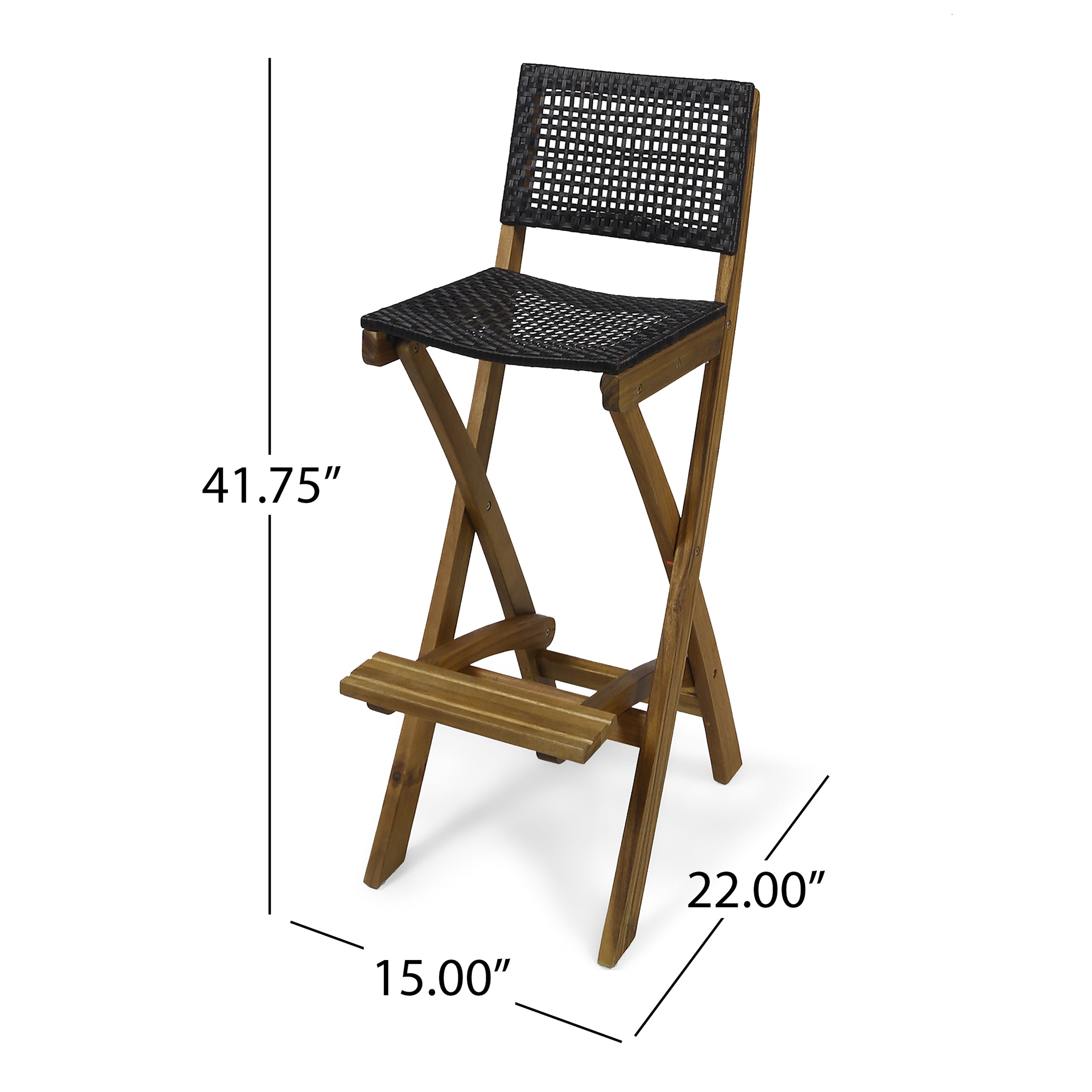 Teresa Outdoor Folding Acacia Wood Barstools (Set of 2)