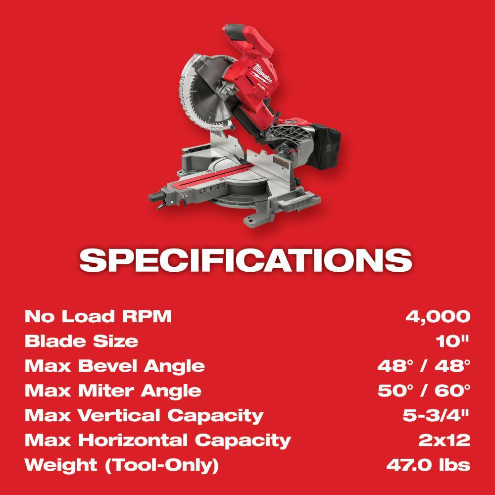 MW M18 FUEL 18V 10 in. Lithium-Ion Brushless Cordless Dual Bevel Sliding Compound Miter Saw Kit with One 8.0 Ah Battery 2734-21