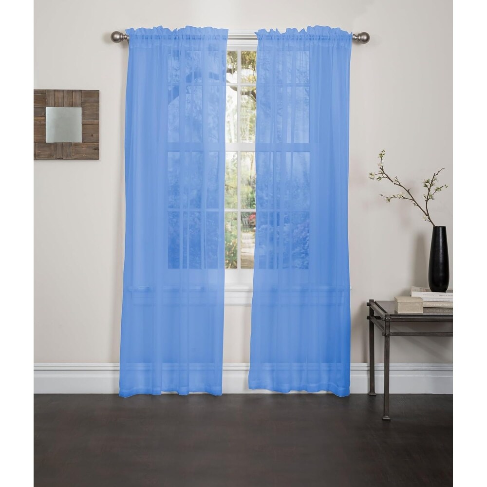 Lisa Solid Sheer Rod Pocket Single Curtain Panel  Window Treatment Light Filtering 55\