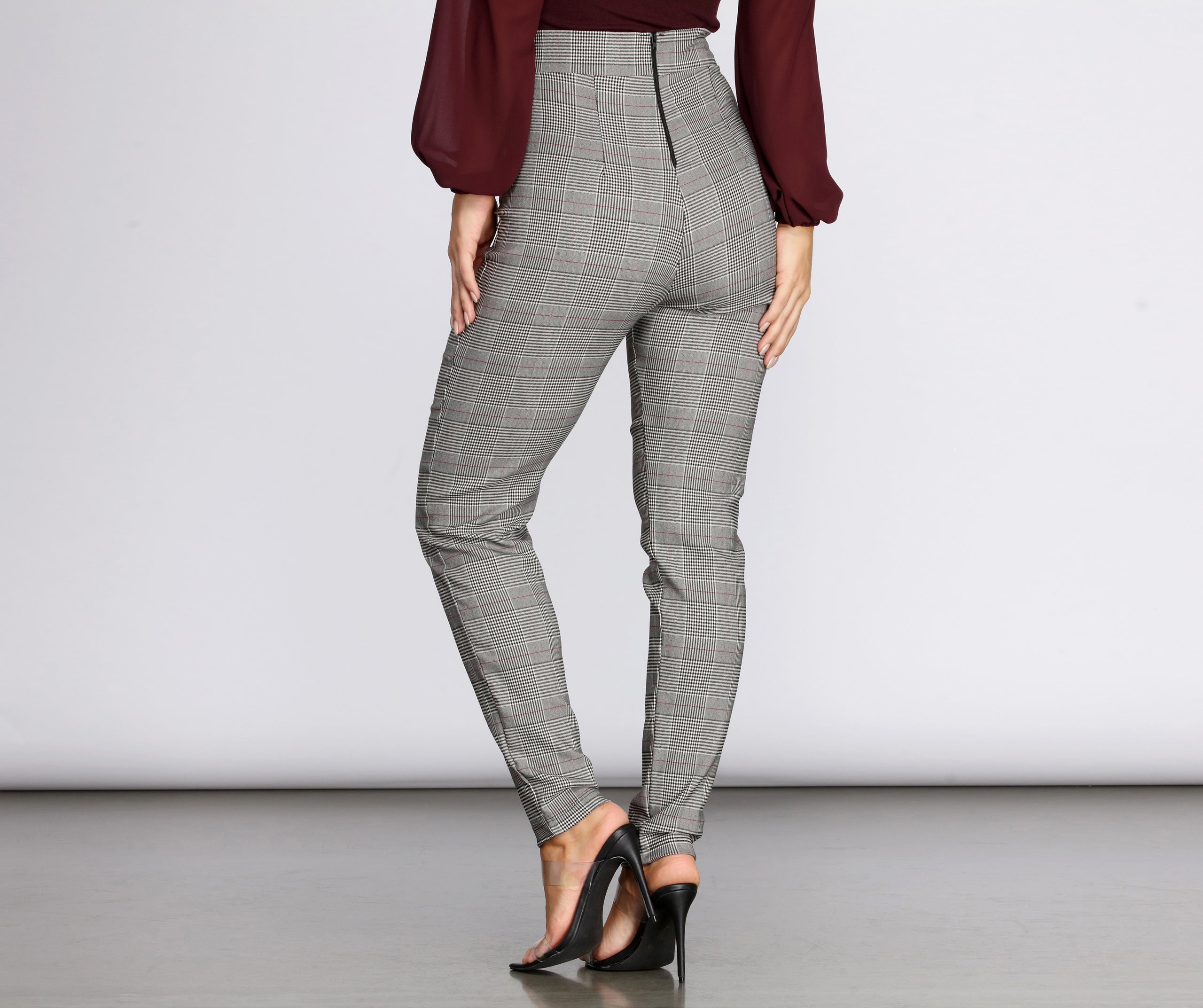 Glen Check Skinny Woven Pants