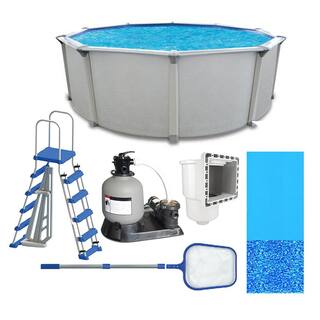 AQUARIAN 24 ft. x 52 in. Above Ground Swimming Pool with Pump Ladder and Supplies 13594 Gallons Capacity WNE0024D52SM-KIT1