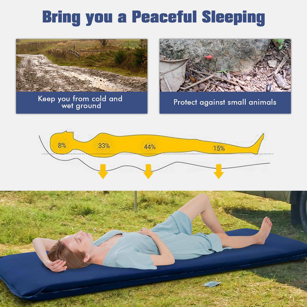 Costway 75 in. Portable  Lightweight Folding Foam Sleeping Cot for Camping Blue NP10373BL