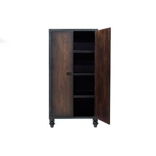 DURAMAX 36 in. Industrial Black Metal with Wood Free Standing Cabinet with Wheels 68010