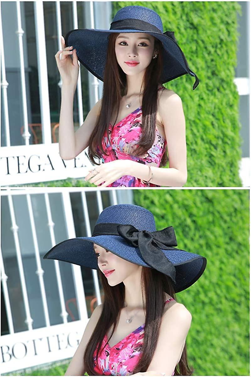 Women's Folable Floppy Hat，wide Brim Sun Protection Straw Hat， Summer Uv Protection Beach Cap