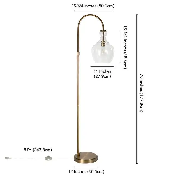 Verona Arc Floor Lamp with Glass Shade