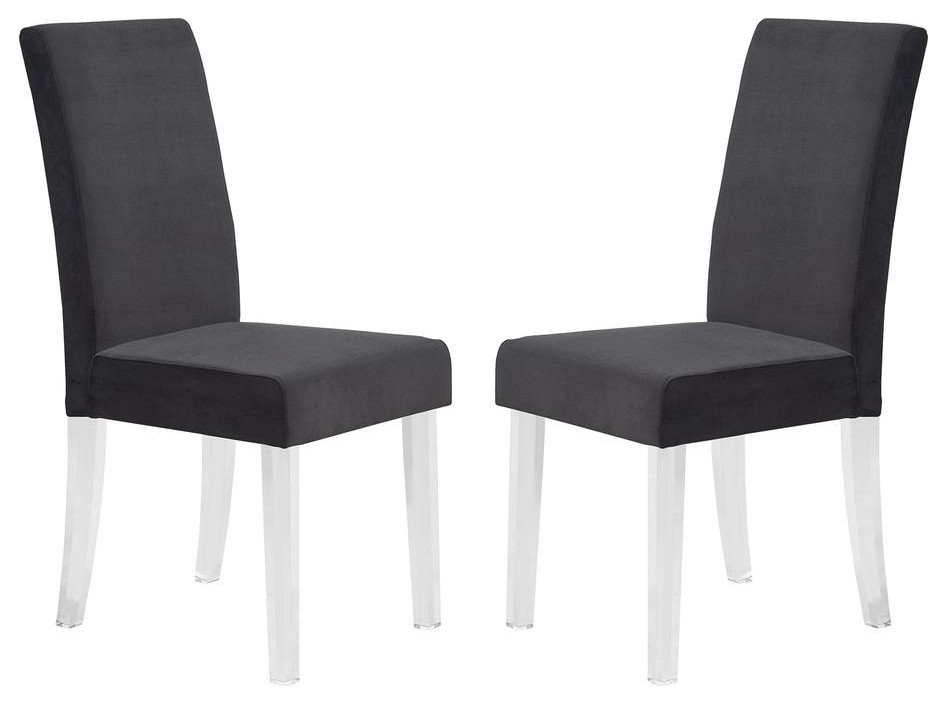 Armen Living Set of 2 Dalia Dining Chairs  Black Velvet/Acrylic   Contemporary   Dining Chairs   by BisonOffice  Houzz