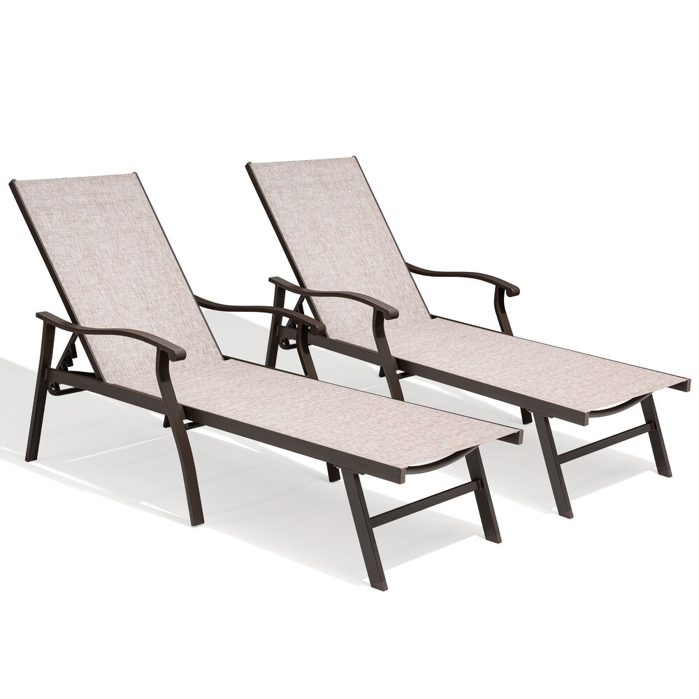 Outdoor Patio Aluminum Adjustable Chaise Lounge Chair (Set of 2)   See Picture