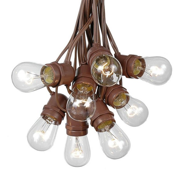 Novelty Lights Edison Outdoor String Lights With 50 In line Sockets Brown Wire 100 Feet