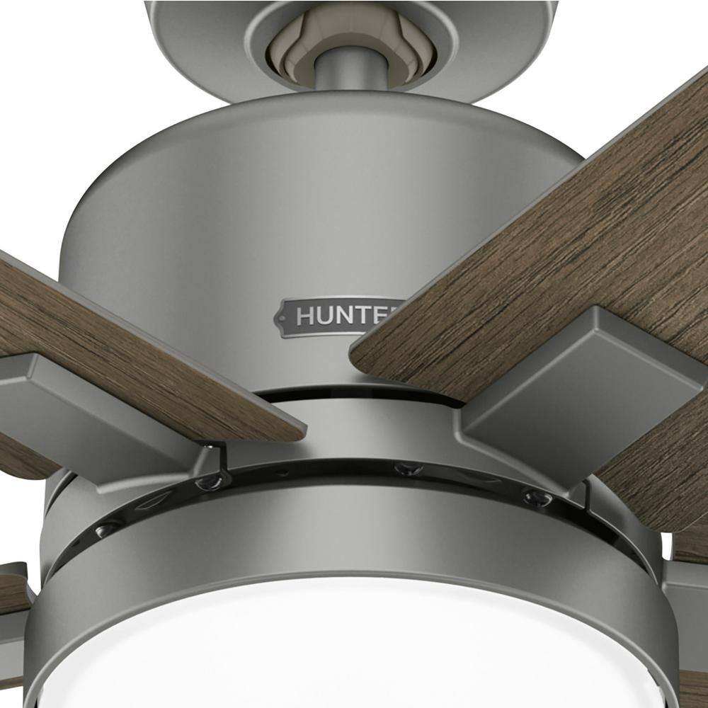 Hunter Acela 52 in. Hunter Express Integrated LED Indoor Matte Silver Ceiling Fan with Remote and Light Kit Included 51674