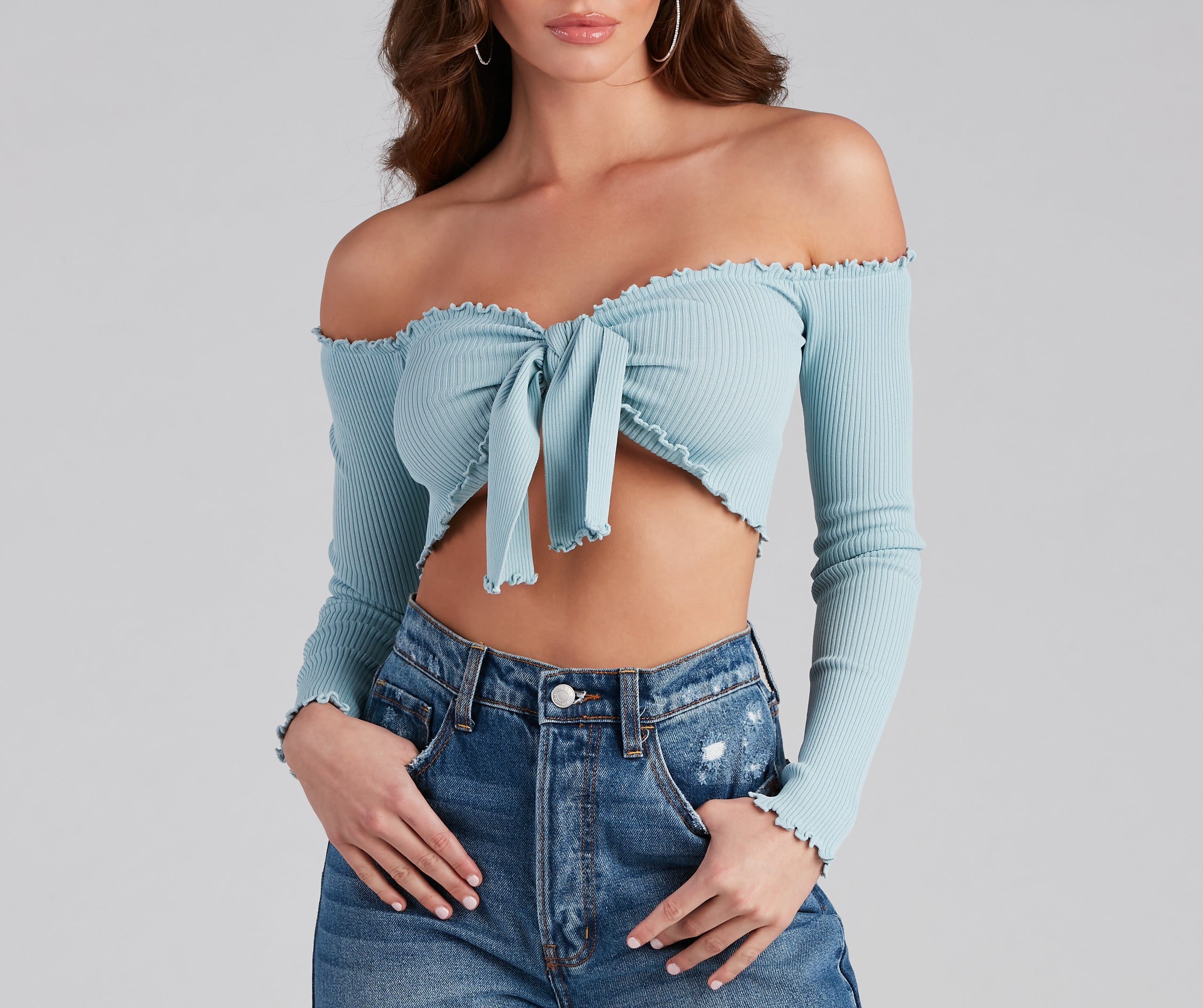 A Trendy Look Tie-Front Crop Top