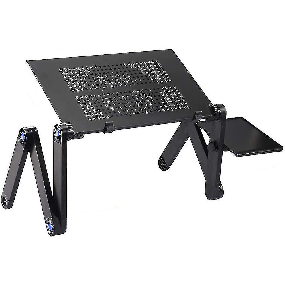 Aluminum Laptop Stand Adjustable With Cooling Fan And Mouse Pad， Reinforced Ergonomic Lap Desk Folda