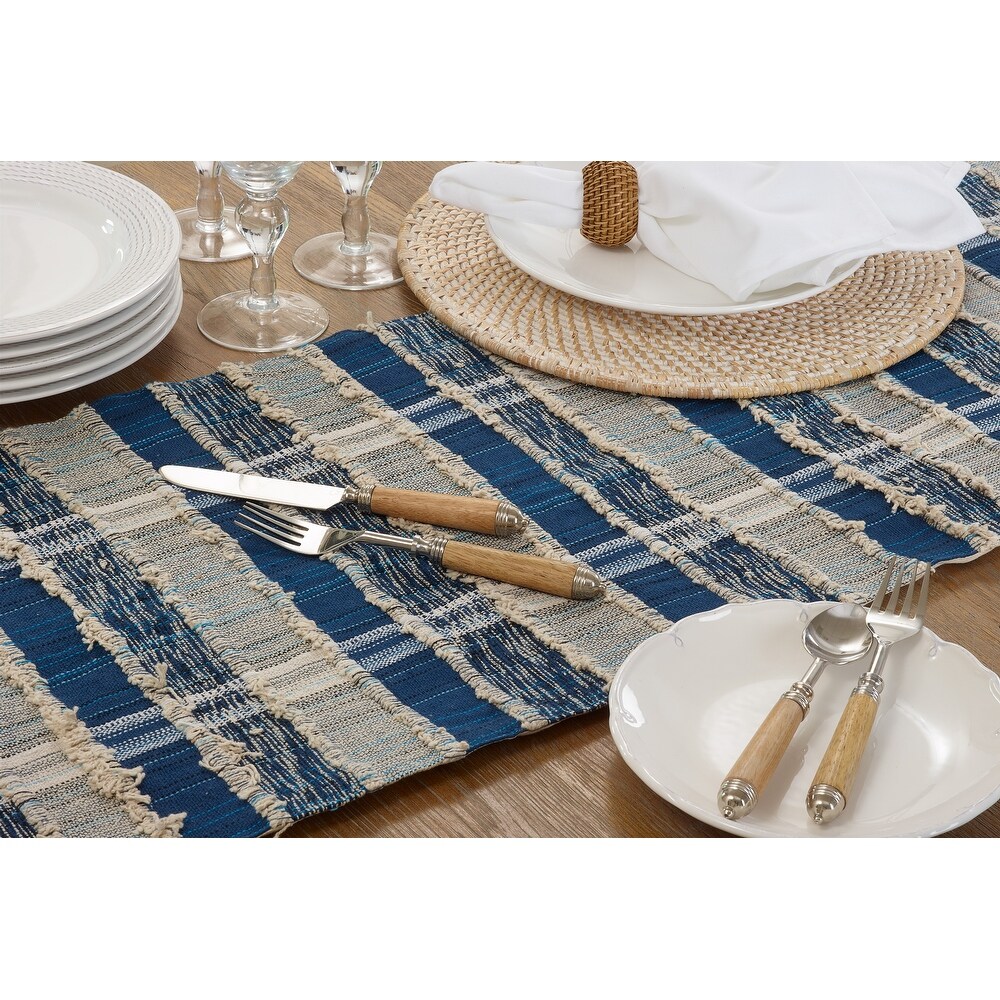 Striped Woven Table Runner With Dual Tone Design