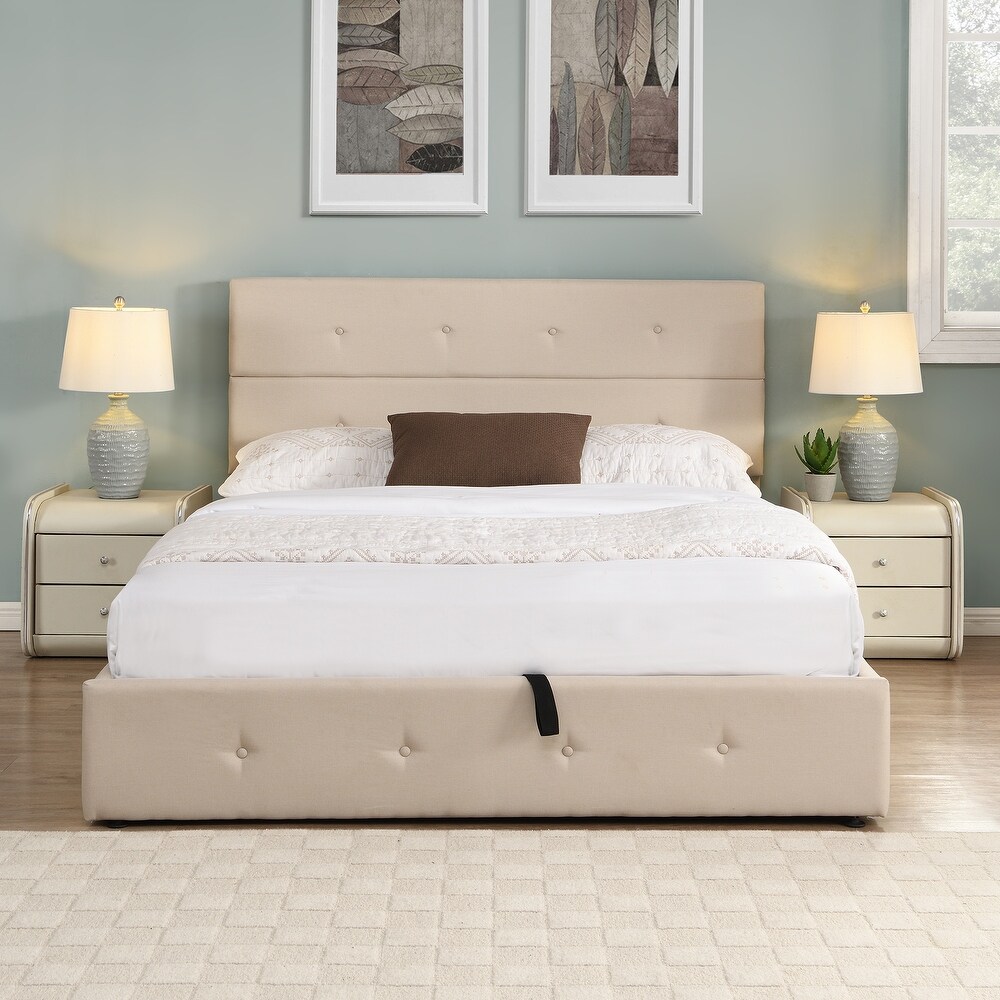 Upholstered Queen Platform Bed With A Hydraulic Storage System