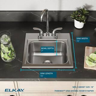 Elkay Parkway 20-Gauge Stainless Steel 15 in. Single Bowl Drop-In Kitchen Sink with Faucet HDSB15156PWK