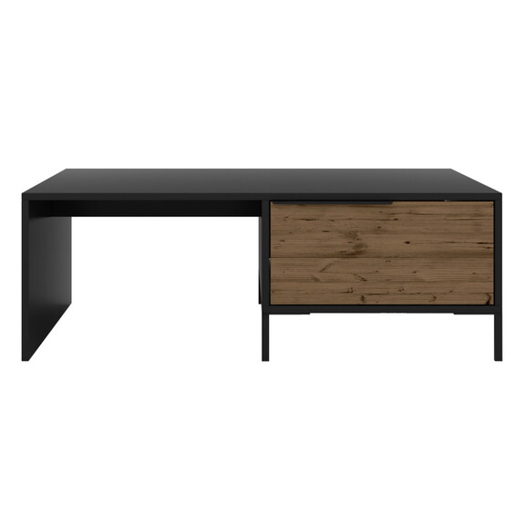 Wood and Metal Rectangular Accent Coffee Table wit...