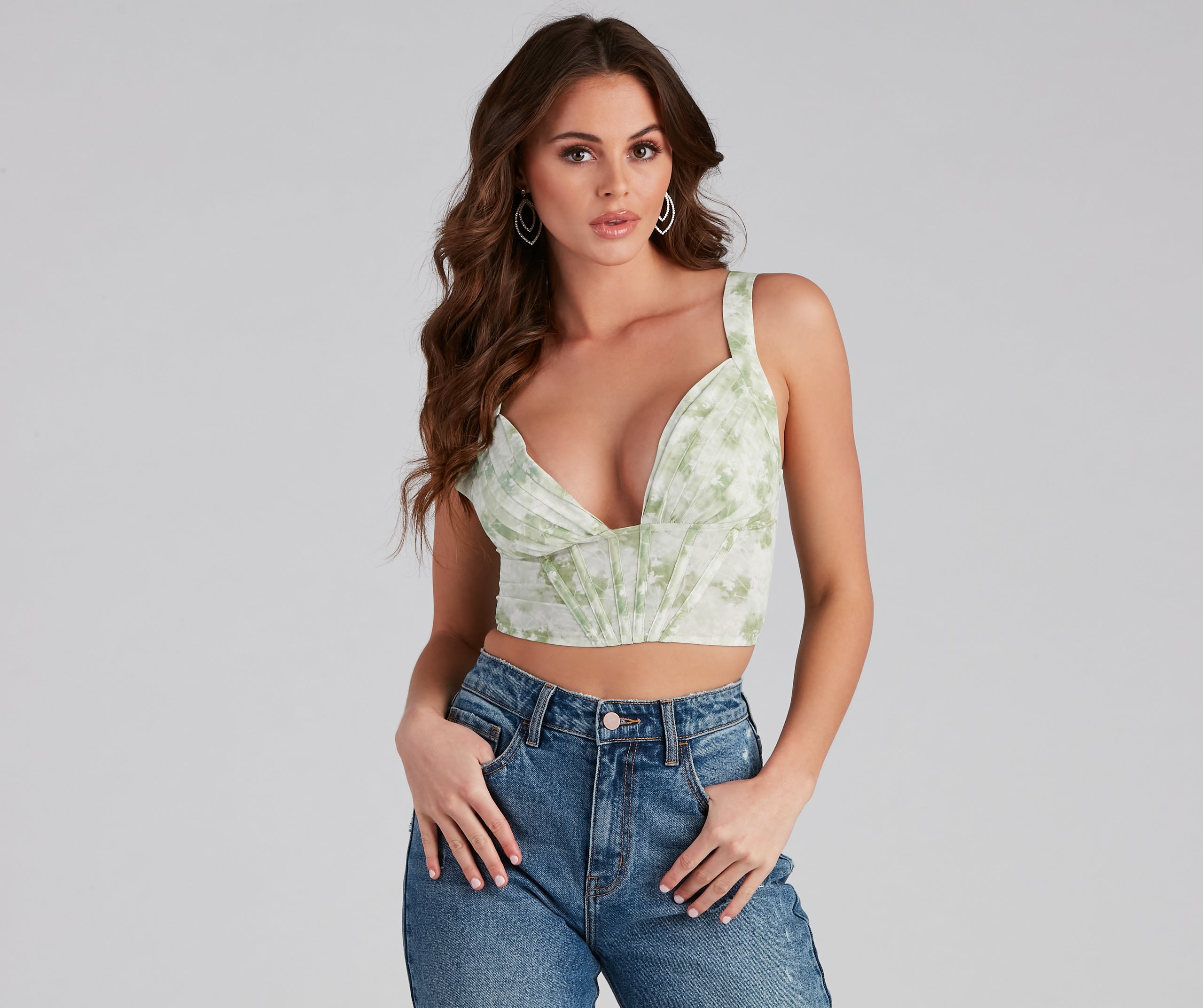 Flower Fields Satin Pleated Corset Top