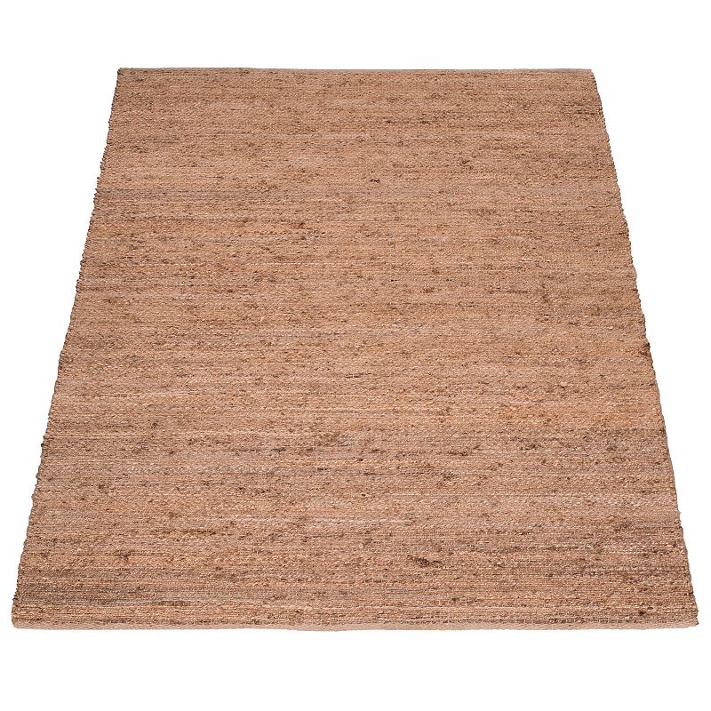 Hand-Woven Jute Rug with Natural Jute Fibers Boho Design in Brown