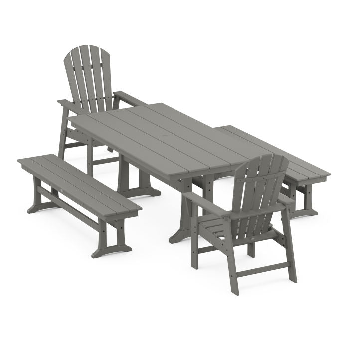 Polywood South Beach 5-Piece Farmhouse Dining Set With Trestle Legs PWS1022-1