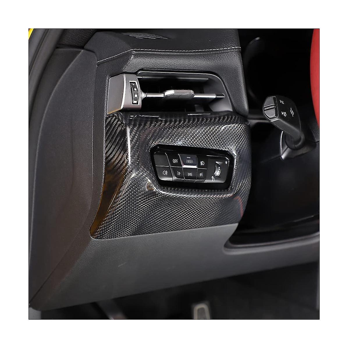 Car Headlight Switch Decorative Frame Sticker Carbon Fiber For 2019-2022 Interior Accessories