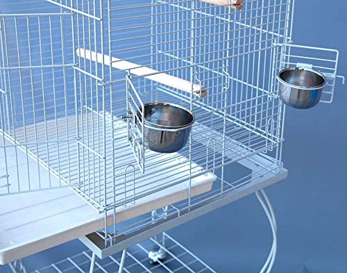 Large 64-Inch Rolling Standing Dome Open Top Bird Perch Cage for Parrots Cockatiels Sun Conures Parakeets Lovebirds Budgies Finches Canary Pet Bird Cage With Storage Shelve