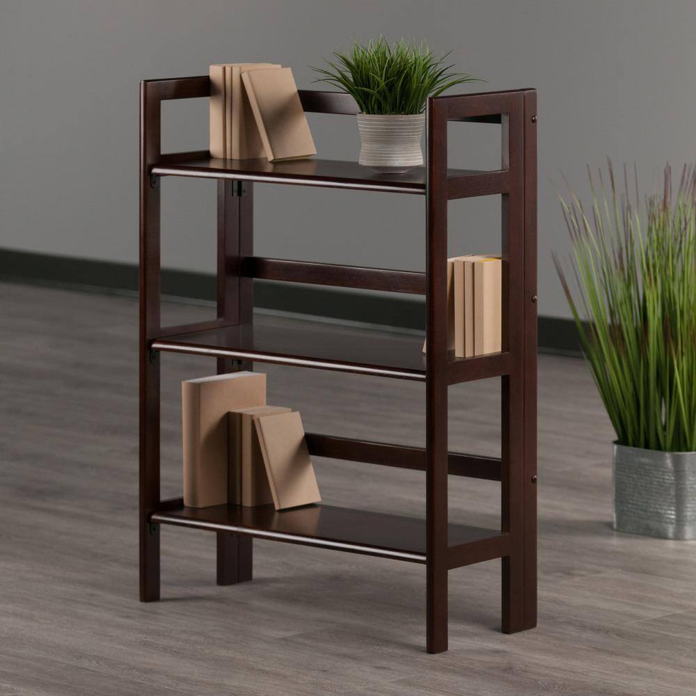 WINSOME WOOD Terry 3-Tier 38 in. H Foldable Walnut Bookshelf 94896