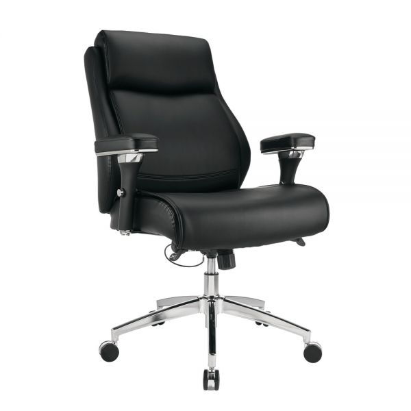 Modern Comfort Keera Bonded Leather Mid-Back Manager's Chair， Onyx/Chrome， BIFMA Certified